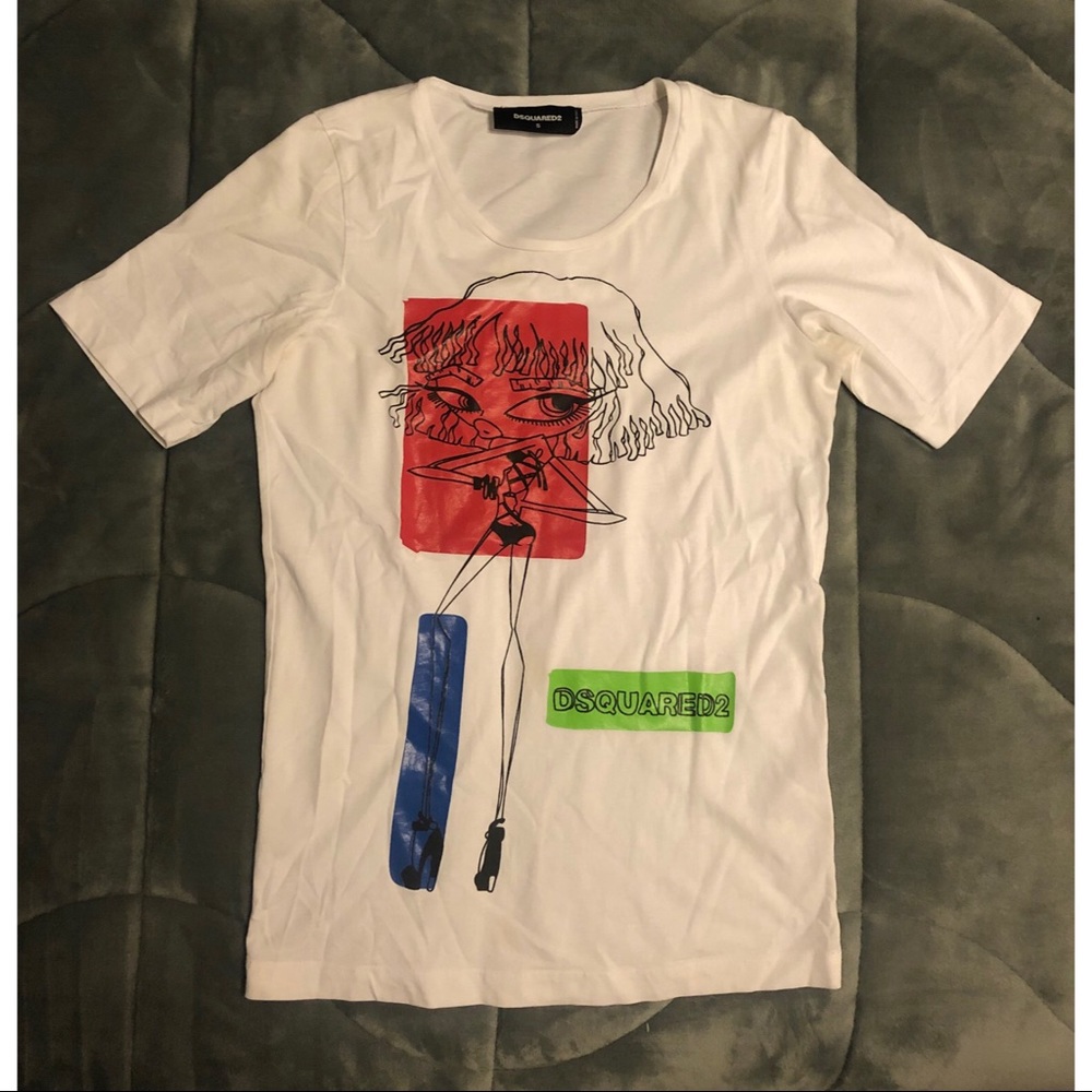Dsquared2 White Colorful Doll Graphic Tee Shirt, Size S